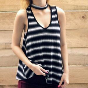 Striped Sleeveless Choker Top